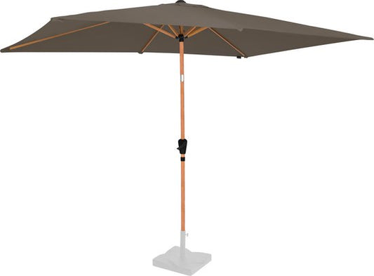 VONROC Premium Parasol Stick Rapallo 200x300cm - Housse de protection incluse - Parasol rectangulaire - Inclinable - Toile résistante aux UV - Aspect bois - Taupe