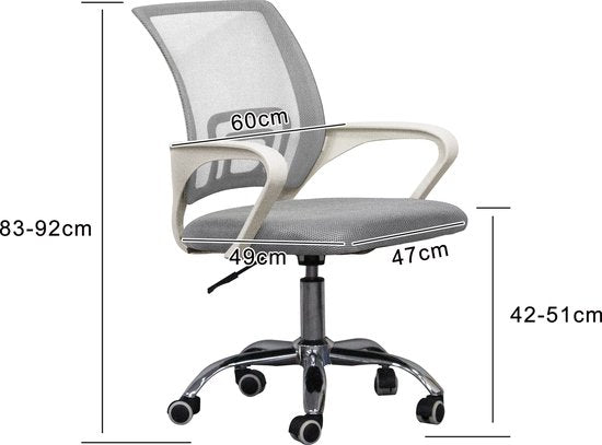 VDD Siège de bureau - gris/blanc - ergonomique - réglable en hauteur