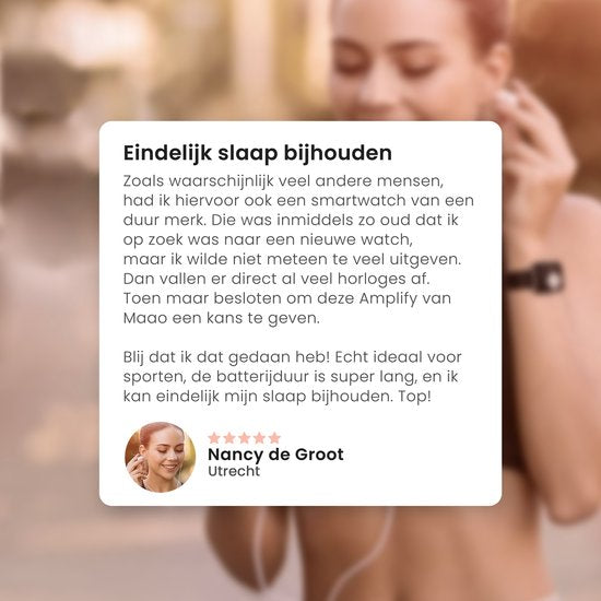 MAOO AMPLIFY Smartwatch - Protection d'écran incluse - Fréquence cardiaque, pression artérielle, saturation sanguine, sommeil, distance - Podomètre - Smartwatch femmes - Montre - Cadeau de Noël - Rose