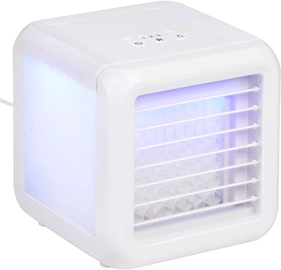 Lifetime Air Mini Air Cooler - Humidificateur d'air avec 2 éléments de refroidissement - Refroidisseur d'air avec eau et 3 niveaux - Climatiseur mobile sans tuyau pour chambre à coucher - 16 x 16 x 16.5 cm
