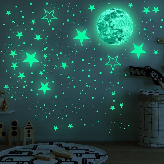 Nuvance - Étoiles et lune phosphorescentes - 442 pièces - Stickers muraux chambre d'enfant
