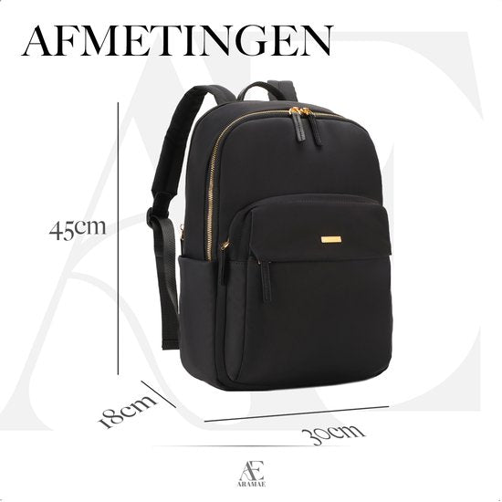 Aramae® - Sac à dos femme - Sacoche pour ordinateur portable 15,6 pouces - Sac à dos femme - Sac à dos fille - Sac à dos noir - Sac d'école