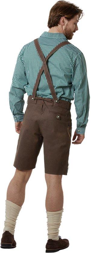 Dressforfun Authentique Lederhosen Lian - Avec bretelles - Marron - Faux cuir - 60 - Oktoberfest Costume Homme - Costume Homme - Dress Up - Costume Allemand - Costume Carnaval - Gilet Costume - Pantalon traditionnel en faux cuir