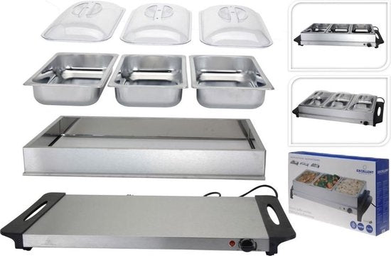 Excellent Electrics - Chauffe-buffet électrique 2 en 1 en acier inoxydable (300W)