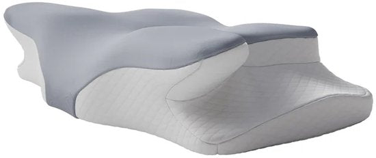 Oreiller de nuque - Mousse à mémoire de forme - Blanc/gris