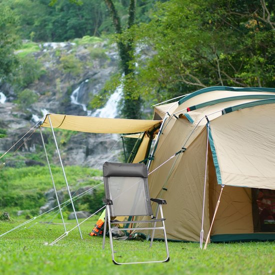 TRVLMORE Chaise de camping - 5 positions - Chaise de camping pliante - Capacité de charge 110 kg - Chaise de pêche - Chaise pliante - Gris