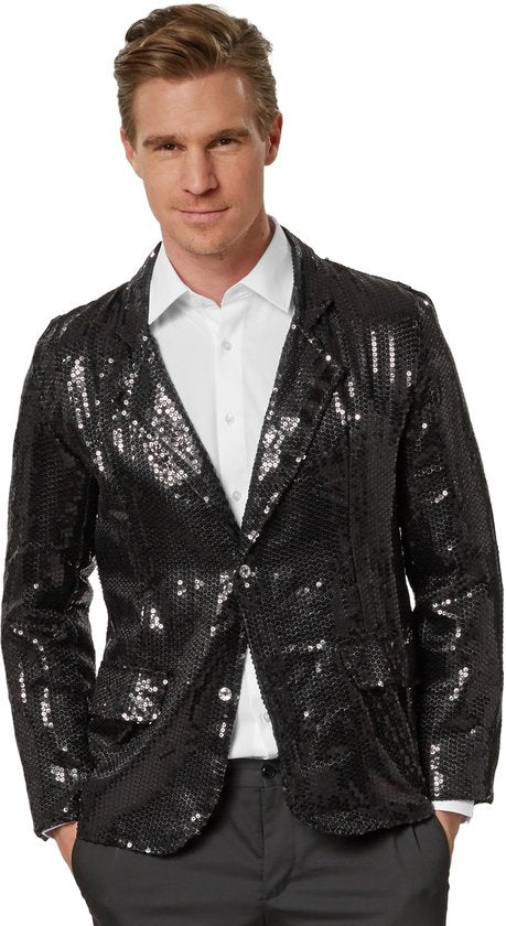 dressforfun - Manteau à paillettes homme noir L - Déguisement costume halloween partywear carnaval costume partywear - 303938