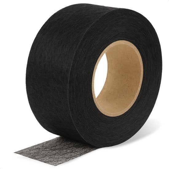 Ruban à repasser - 60 mètres - 3 cm de large - Ruban Zoom - Thermocollant - Ruban à rideaux - Ruban à dentelle - Ruban à plis - Thermocollant - Noir