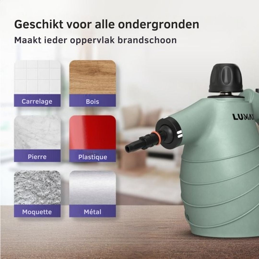 Nettoyeur vapeur portatif - LUMAN - Nettoyeur vapeur à main - 16 en 1 - Détachant - 1050 Watts - 450 ML - Vert