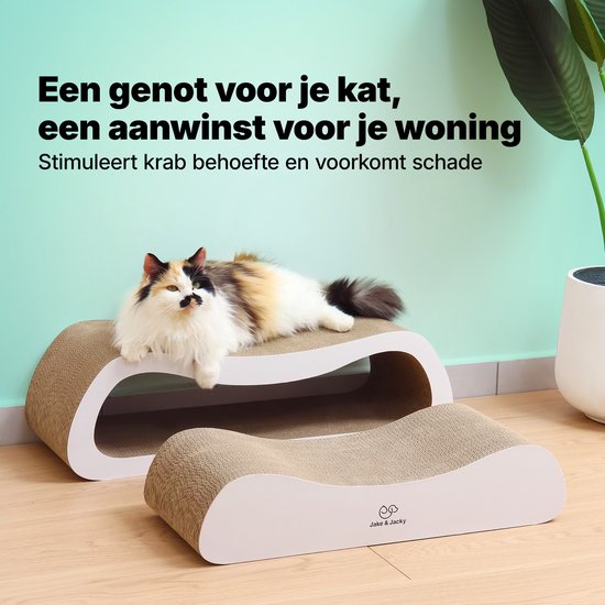 Jake and Jacky Scratching Cardboard for Cats 2 in 1 model - Scratching Post Cardboard - Scratching Board - Scratching Basket - Scratching Furniture - Cardboard Scratching Mat - Cat Basket - Cat Bed - 71x24x21cm
