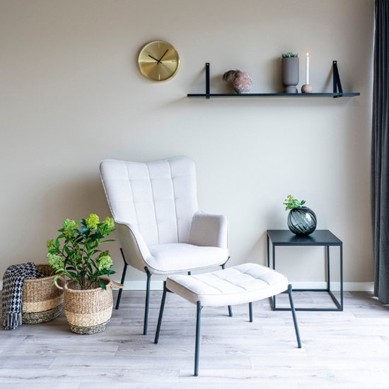 Etagère murale noire avec sangles en cuir - 120x20 cm - House Nordic - Salon - Noir - caoutchouc ; Cuir véritable - Salon - En stock