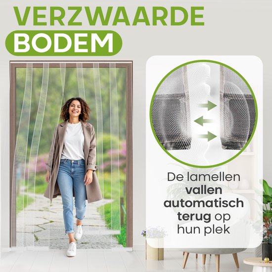 O'DADDY® Fly Curtain Slat Screen - 150x260 cm - Rideau de porte - Porte - Design ajustable - Fibre de verre - Moustiquaire de porte blanche