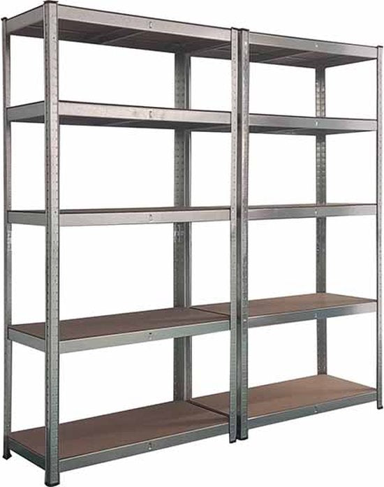 2x Profeco Heavy Duty storage rack 180x90 cm - étagère en acier inoxydable - 10 étagères - Capacité 175 kg par étagère - Armoire de rangement garage & remise
