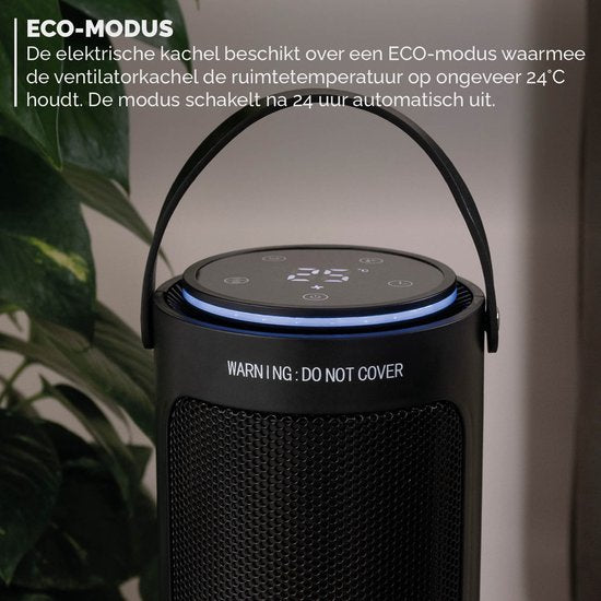 BREND BR-2221 Ventilateur céramique - 2000W - Mode ECO & Thermostat 15-35°C - Chauffage électrique - Noir