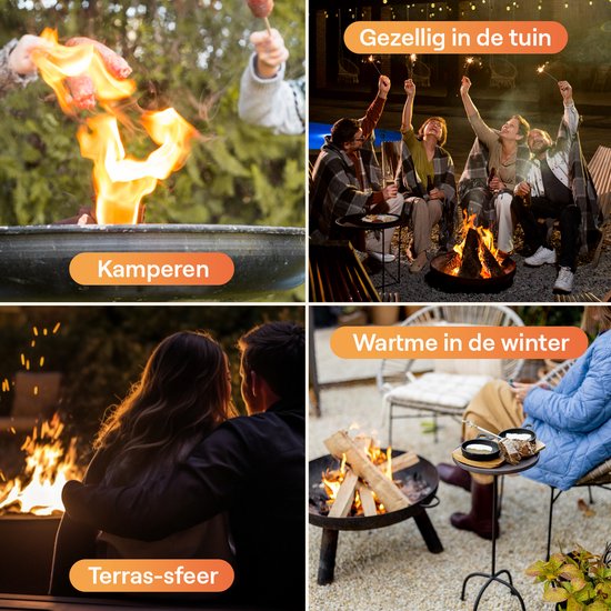 Flowsense Bol à feu - Brasero d'extérieur - Cheminée de jardin - Cheminée d'ambiance - Pour jardin et terrasse - Acier - Ø 58 cm