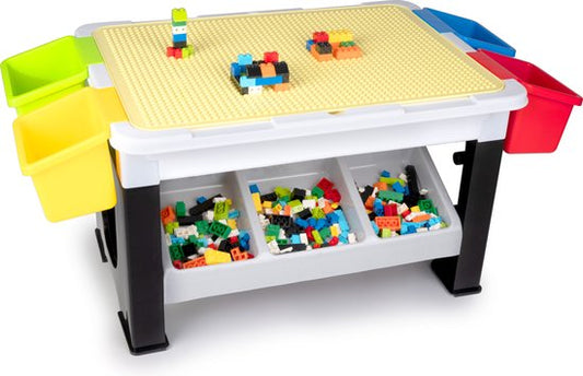 Eddy Toys 300-Piece Set of Toys - Play Table : 48 x 35 x 31 Cm - 291 Building Blocks - Storage - Plastic