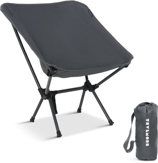 TRVLMORE Chaise de camping - pliable - capacité de charge 100KG - sac de transport inclus - chaise pliante - chaise de pêche - chaise de camping - chaise pliante - gris
