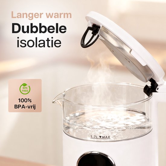 Bouilloire HomeShift® avec contrôle de la température - Fonction maintien au chaud - Double paroi - Électrique - 1,7 Litre - 2200W - Blanc