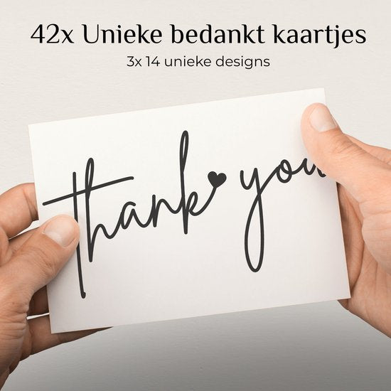 Systemyze 42x Cartes de remerciement avec enveloppe - Cartes de remerciement - Cartes de vœux - Format A6