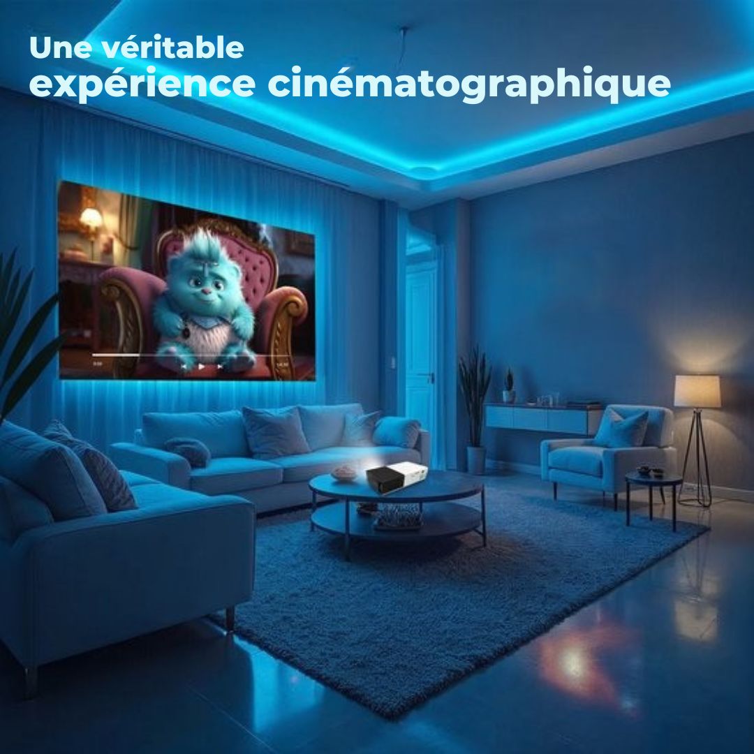 Mini vidéo-projecteur Denver Full HD - Streaming depuis votre téléphone (USB-C) - Mini projecteur - Télécommande incluse - HDMI/AUX/USB-C - PR800 - noir