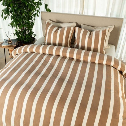 Kayori Dasshu Housse de couette Satin de coton - 140x200-220 + 1 taie d'oreiller - Simple - Taupe