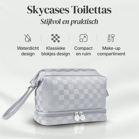 Skycases Travel Essentials - Trousse de toilette et de maquillage - Imperméable et compacte - Convient pour le voyage et l'usage quotidien - Unisexe - Argent