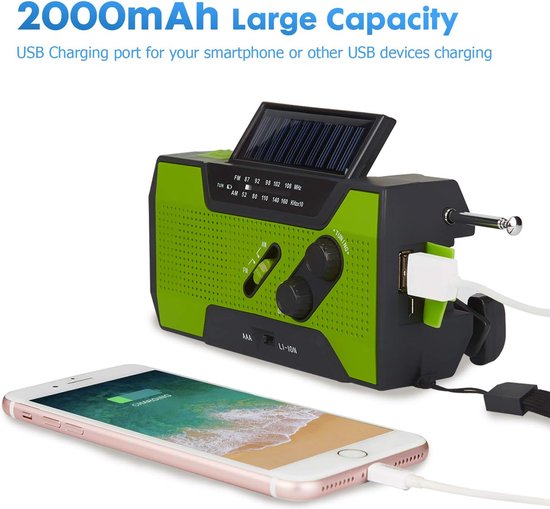 Radio d'urgence - Radio solaire - Radio d'urgence solaire - Radio de survie - Radio à piles - Radio d'urgence - Radio à dynamo - Radio d'urgence - Radio portable - Rembobinable - Radio à manivelle