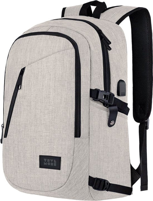 TRVLMORE Sac à dos - 25L - 15.6 Inch - Sac à dos pour ordinateur portable avec USB - Cartable - Homme et Femme - Sac Champagne