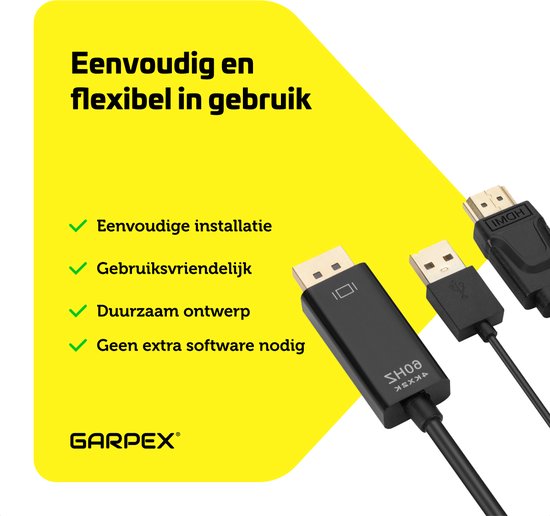 Garpex® Câble HDMI vers DisplayPort - 4K Ultra HD 60Hz - 1,8 mètre