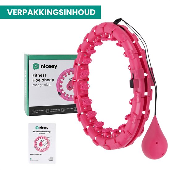 Cerceau Hula Hoop Fitness - Niceey - avec poids - Rose