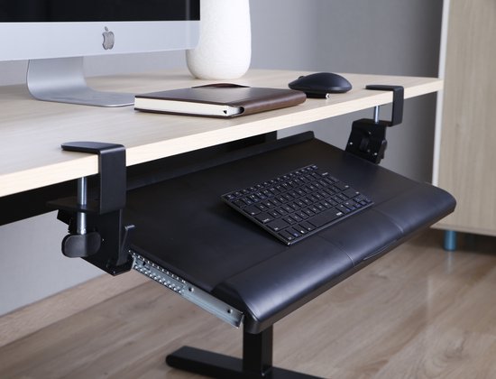 Plateau à clavier sous le bureau - VDD Gaming - support de clavier - siège ergonomique - réglable en hauteur et extensible - gris