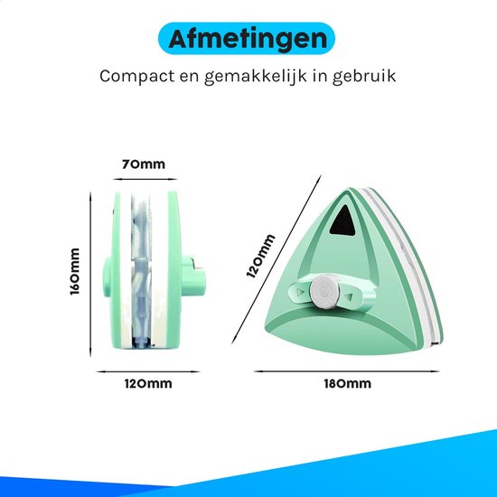ShopWise Lave-vitre magnétique pour double vitrage - Comprend des tampons de nettoyage, des bandes et plus encore - Jusqu'à 25 mm - Convient pour HR/HR++ - Nettoyeur de vitre - Lave-vitre - Essuie-vitre - Essuie-vitre - Essuie-vitre - Raclette pour vitre