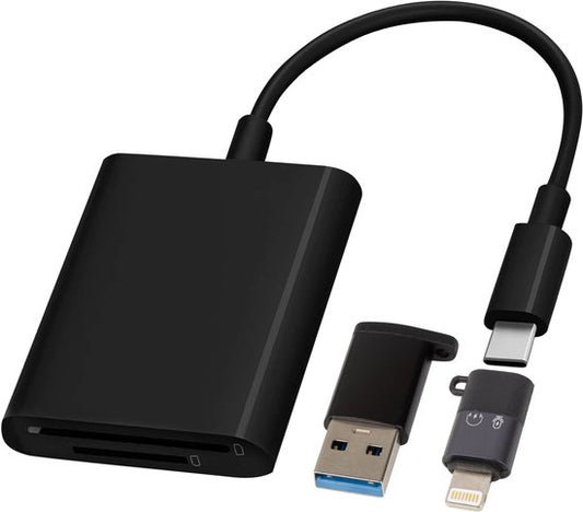 Nuvance SD Card Reader - Lecteur de cartes SD USB C - Lecteur de cartes - Convertisseurs Usb & 8-Pin inclus - Lecteur de cartes mémoire Micro SD - Noir