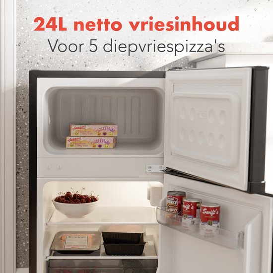 KitchenBrothers Réfrigérateur - 61L Compartiment réfrigérant - 24L Compartiment congélateur - Glacière - Frigo - Freestanding - Noir