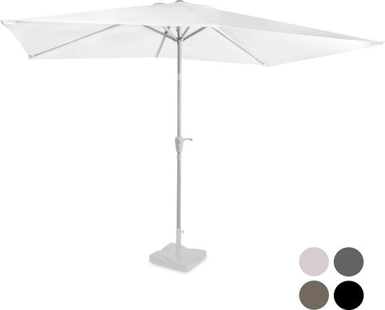 Parasol Rapallo VONROC Premium, 200x300cm, Inclinable, Toile résistante aux UV, Housse de protection incluse, Blanc