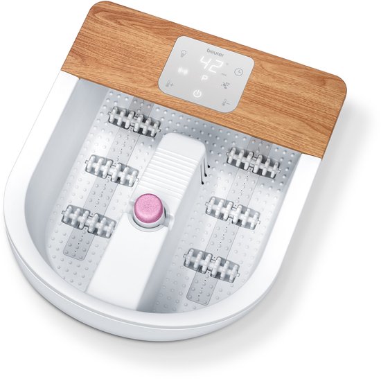 Beurer FB 65 Bain de pieds électrique - Massage des pieds - Massage par vibrations et bulles - Aromathérapie - Infrarouge - Eclairage d'ambiance LED - Chauffage - Champs magnétiques - Rouleaux réflexes pour les pieds - 3 accessoires de pédicure - Jusqu'à