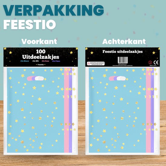Feestio Sacs à partager 100 pièces - Sacs à bonbons - Sacs à friandises pour fêtes d'enfants - Sacs à cadeaux