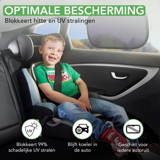 Travelhawk Sunshade Car Baby - 2 Pieces - Pare-soleil voiture - Protection UV pour bébé et enfant - Pare-soleil vitres latérales - Autocollant - Noir