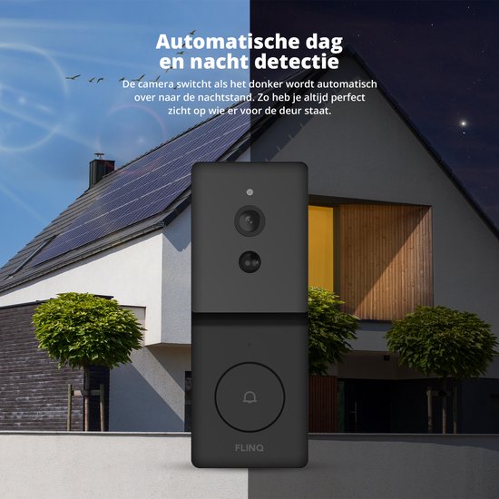 FlinQ Smart Doorbell - Sonnette sans fil - Sonnette avec caméra - Gong inclus - 1080P HD - Noir