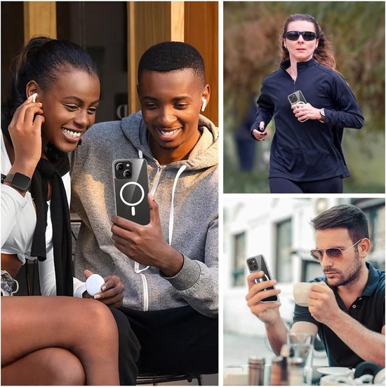 Podec Magsafe Case Suitable for iPhone 14 - Bundle with 3x Screen Protector + 3x Camera Protector - Magnetic with Ring Translucent - Phone Case Transparent Magsafe Case - Translucent