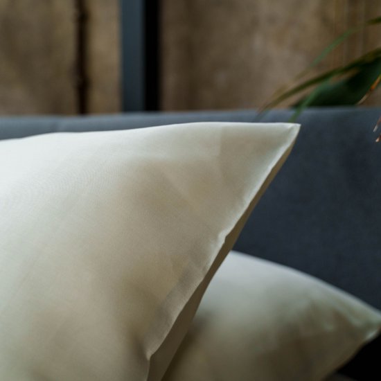 Kayori Saya Housse de couette Satin de coton - 140x200-220 + 1 taie d'oreiller - Simple - Coton biologique - Blanc cassé