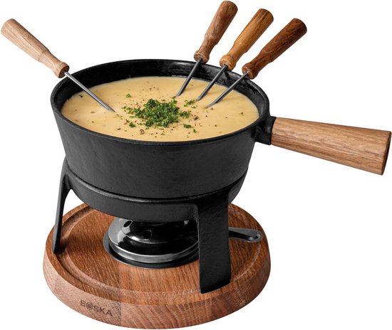 Boska Fondue Set Pro L - Set à fondue au fromage - Pour tout type de cuisinière - Fonte robuste et incassable - 1.8 litres