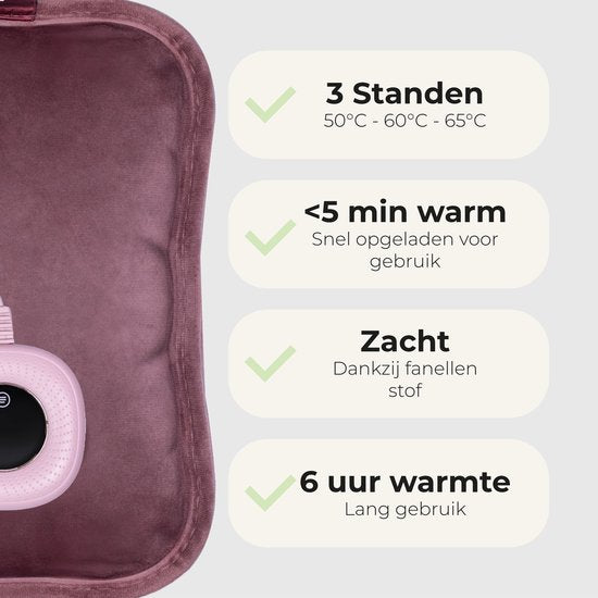 STAUS&BACH Bellune - Bouillotte électrique avec manchon - Bouillotte avec 3 niveaux de chaleur (50°C à 65°C) - 2 à 10 heures de chaleur - Bouillotte pour bébé - Chauffe-abdomen, chauffe-nuque et chauffe-dos - Bande chauffante menstruelle - Rouge bordeaux