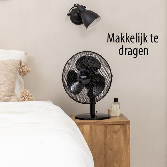 Ventilateur de table 30 cm - 3 vitesses - Oscillation 85° - Débit d'air réglable - Tristar VE-5725 - Noir