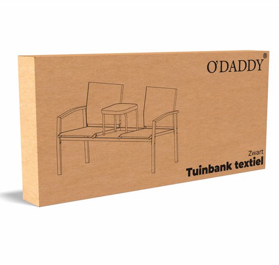 O'DADDY® Garden Bench - Bancs de jardin résistants aux intempéries - Bancs de jardin - Banc de jardin - Banc de jardin avec table - Banc d'extérieur - Pour 2 personnes - 142 x 57 x 82 cm - Métal - Noir