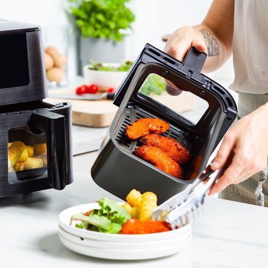 GreenPan - Double airfryer Bistro - 4L+4L - 9 programmes - Affichage digital Led - Arrêt automatique - noir - Sans PFAS