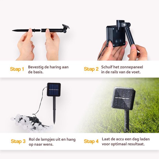 Happy Goods Solar Garden Lights - 50 LED Outdoor Light String - 5 m Illuminated + 2 m Cord - Outdoor Lighting Light Garland - Lighting Chains