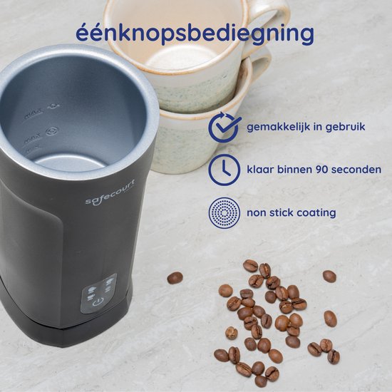 Safecourt Kitchen Mousseur à lait électrique MF600 - 4 en 1 - 500W - Noir