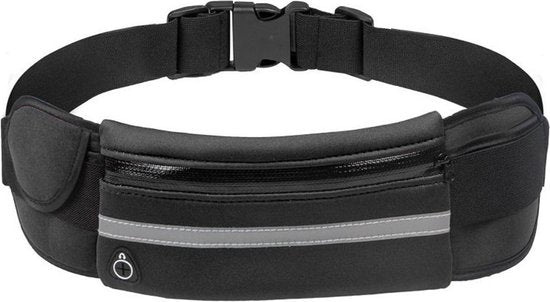 Ceinture de course Garpex® - Sac banane - Support de téléphone pour la course - Sac de course - Sac banane pour femmes et hommes - Course à pied - Taille unique - Noir