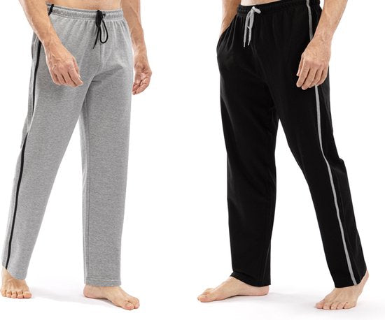 Milanoro - Lot de 2 pantalons de jogging sportifs et confortables pour hommes - Noir/Gris - M